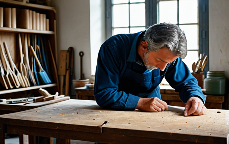 A professional artisan, in a modest work uniform, meticulously crafting a unique product in a well-lit, rustic workshop. Soft natural light illuminates the scene, highlighting their focused expression, well-formed hands, and proper finger count working with precision on delicate materials. The atmosphere is calm and dedicated, reflecting deep passion and craftsmanship. Fully clothed, appropriate attire, safe for work, perfect anatomy, correct proportions, natural pose, professional photography, high quality, professional dress, family-friendly, natural body proportions, appropriate content.
