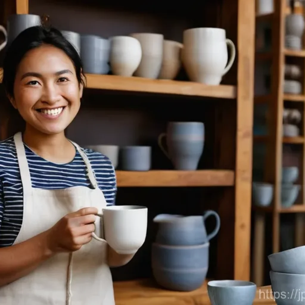 브랜드 스토리텔링을 통한 커뮤니티 구축 - **Prompt:** A cozy, warm-lit artisan workshop where a passionate female founder in her late 30s, wea...