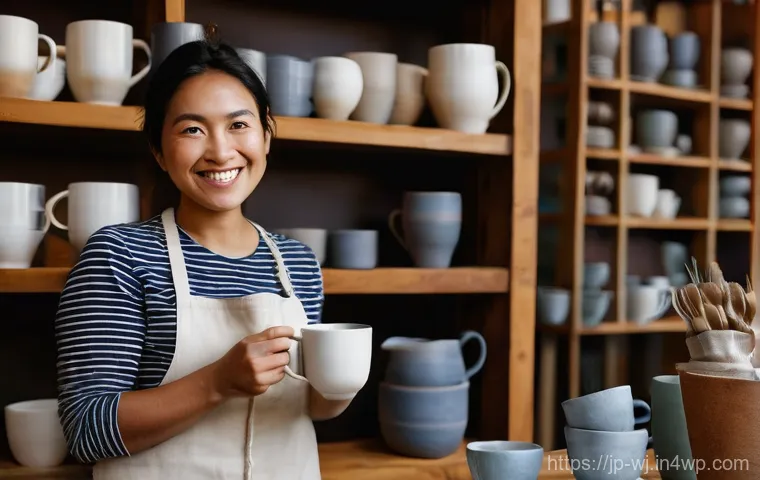브랜드 스토리텔링을 통한 커뮤니티 구축 - **Prompt:** A cozy, warm-lit artisan workshop where a passionate female founder in her late 30s, wea...