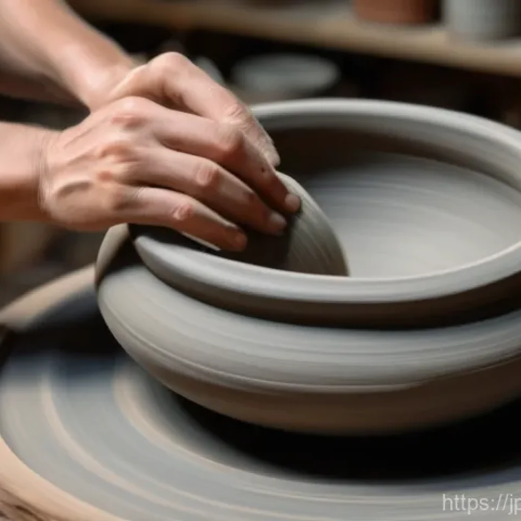 브랜드 스토리텔링의 효과적인 전달 방법 - **Prompt:** A close-up, medium shot of an artisan's hands carefully shaping a delicate ceramic pot o...