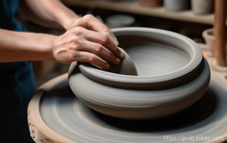 브랜드 스토리텔링의 효과적인 전달 방법 - **Prompt:** A close-up, medium shot of an artisan's hands carefully shaping a delicate ceramic pot o...