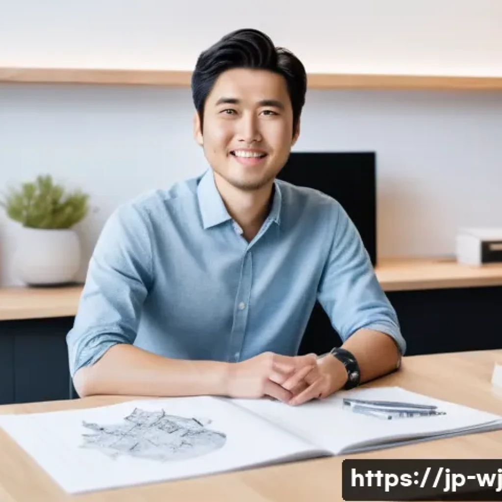 브랜드 스토리텔링의 성격과 기능 - A modern Japanese startup founder passionately sharing their brand story in a sleek, minimalist offi...